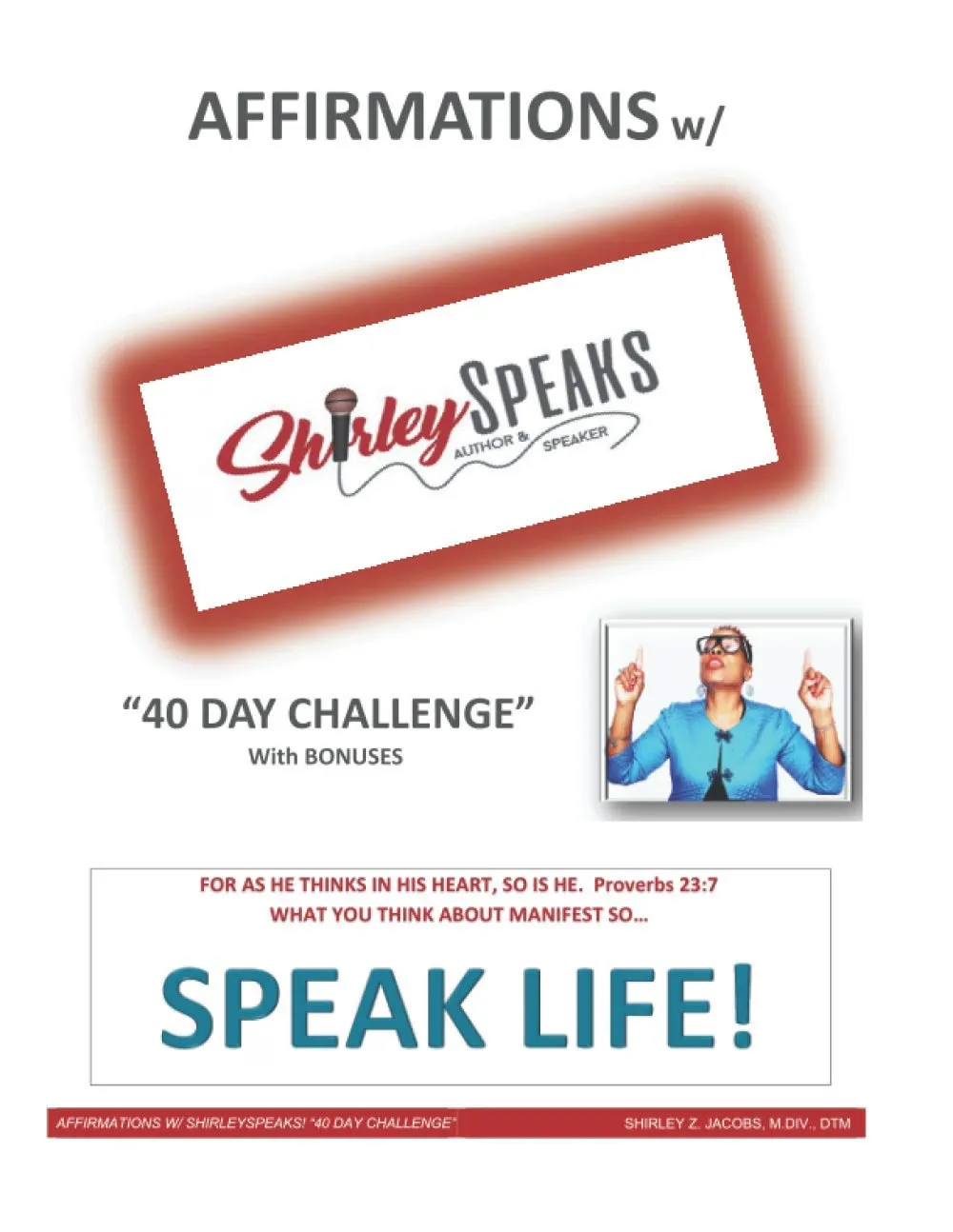 Cover of the Affirmations w/ Shirley Speaks journal by Shirley Z. Jacobs