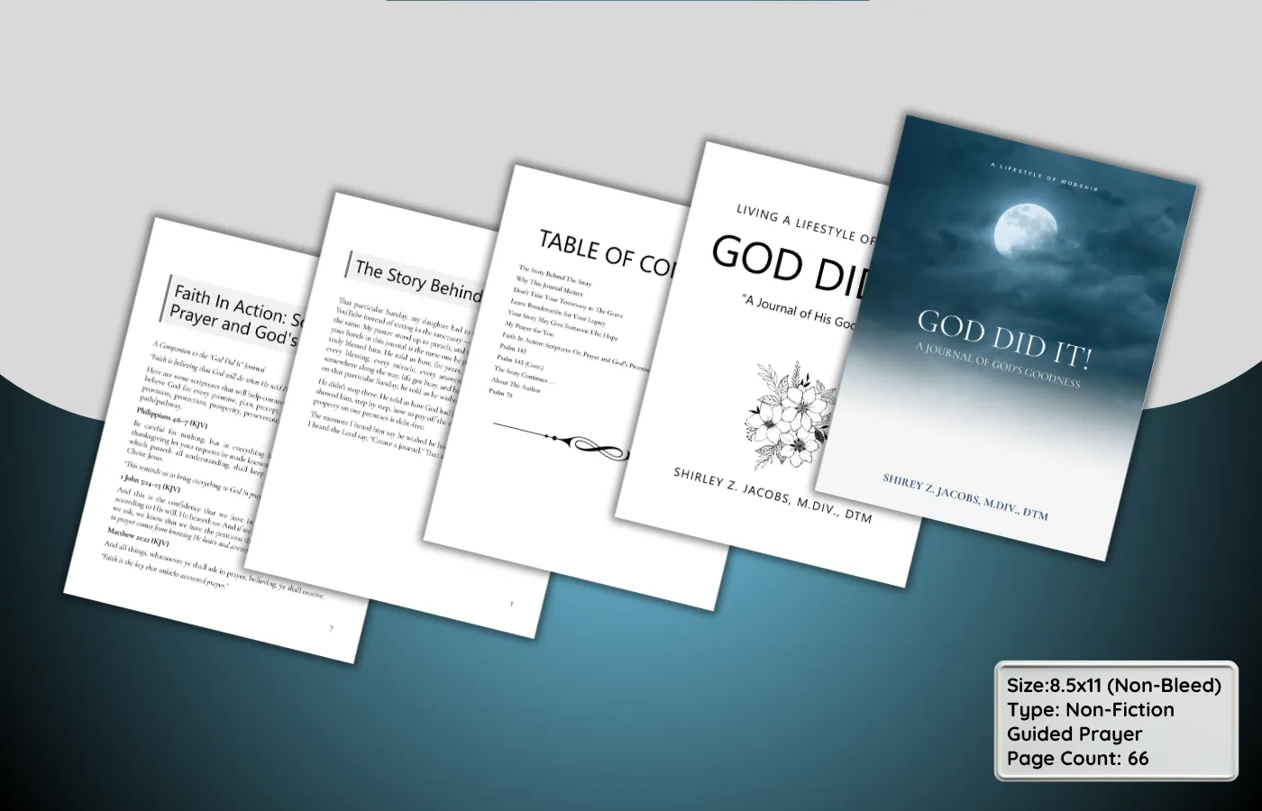 God Did It! A Journal of God's Goodness by Shirley Z. Jacobs, M.Div., DTM, paperback cover and interior journal pages